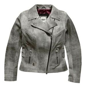Harley-Davidson Ladies Grey Leather Jacket - Small